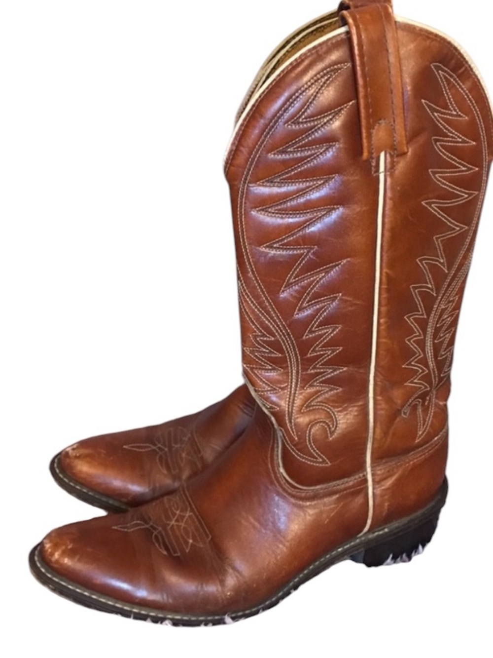 70’s VINTAGE ACME Womens Brown Leather Cowboy Boots 9 Festival Western Boho